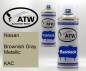 Preview: Nissan, Brownish Gray Metallic, KAC: 400ml Sprühdose + 400ml Klarlack - Set, von ATW Autoteile West.